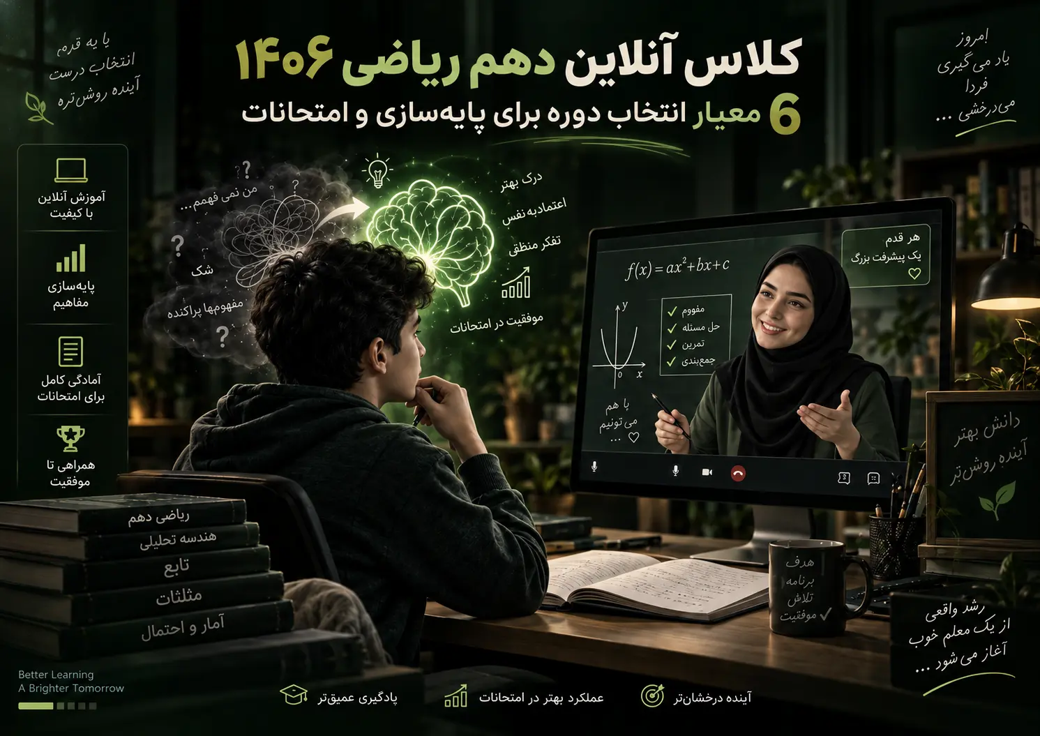 کلاس آنلاین دهم ریاضی ۱۴۰۶ | 6 معیار انتخاب دوره برای پایه‌سازی و امتحانات
